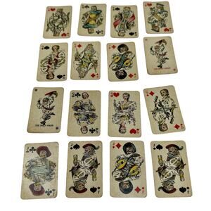 110 Vintage Early 1900s Mini Playing Cards w/Case - European